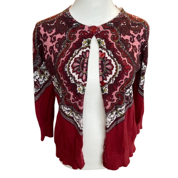 sahalie Sweaters - Sahalie maroon patterned cardigan M